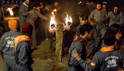 جشنواره آتش گاو در اسپانیا