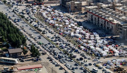 تصاویر هوایی از اسکان موقت زلزله زدگان کرمانشاه