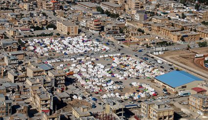 تصاویر هوایی از اسکان موقت زلزله زدگان کرمانشاه