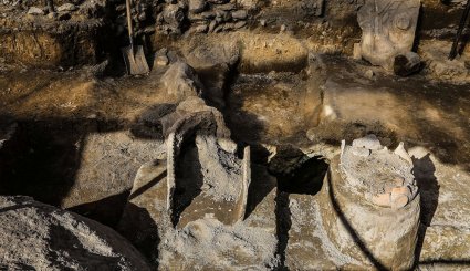 تصاویر/ کاوش‌های باستان‌شناسی در میدان امام خمینی(ره) همدان