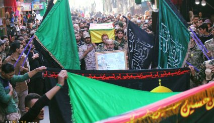 تشییع پیکر شهید مدافع حرم در منطقه زینبیه دمشق