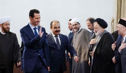حضور بشار اسد در مراسم میلاد پیامبر(ص) در دمشق + تصاویر
