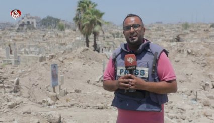 شاهد.. جريمة ضد الأحياء والأموات: الإحتلال يدمّر مقابر غزة