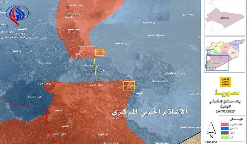 نقشه میدانی مناطق تحت کنترل ارتش سوریه در بادیه الشام