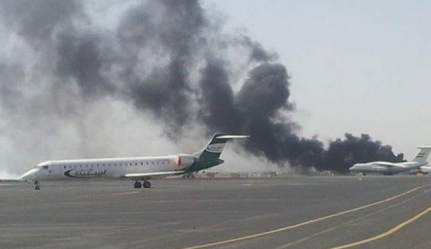 حمله دوباره متجاوزان سعودی به فرودگاه صنعا