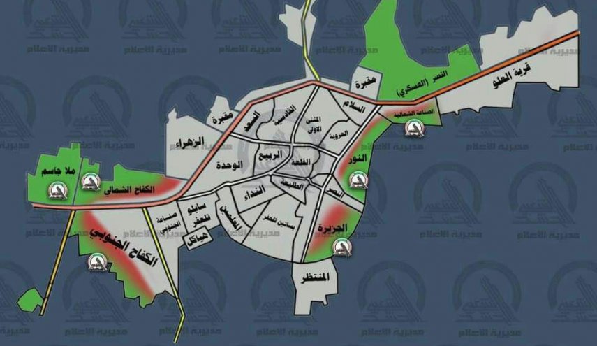 نقشه تازه ترین دستاوردهای نیروهای عراقی در تلعفر