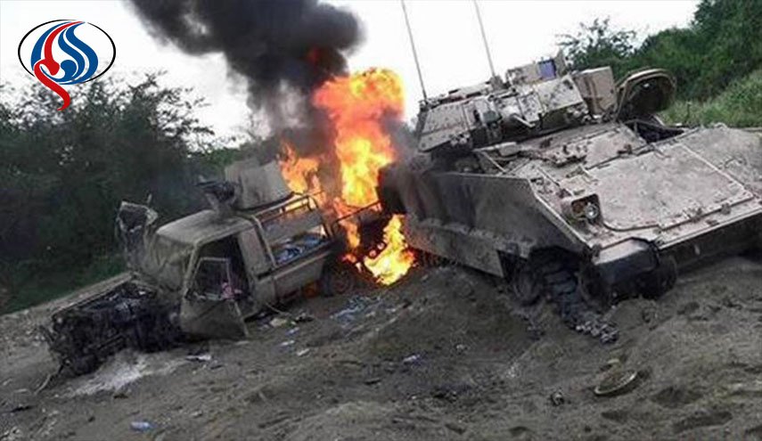 انهدام خودروهای آل سعود در یمن 