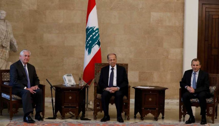  بالفيديو....عون لتيلرسون: متمسكون بحدود لبنان ونرفض مزاعم العدو