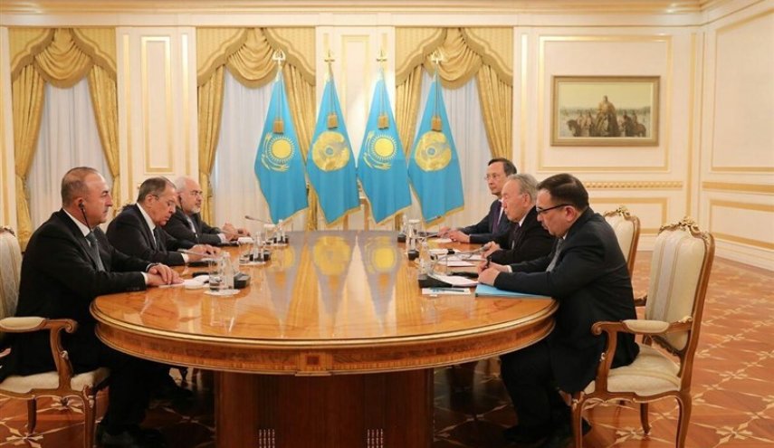 دیدار وزیران خارجه ایران، روسیه و ترکیه با رئیس‌جمهور قزاقستان