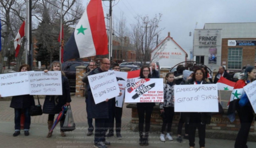 تظاهرات در تورنتو علیه حمله به سوریه همزمان با آغاز نشست «گروه 7» + عکس