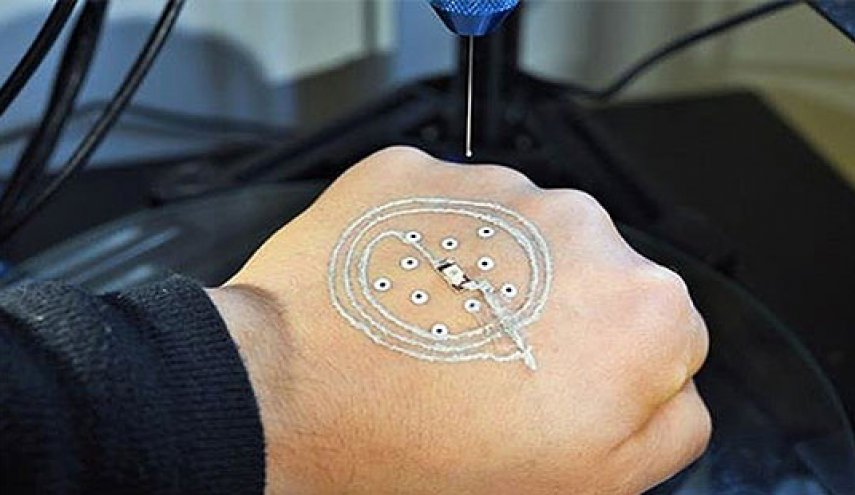 چاپ مدار الکتریکی قابل شستشو روی پوست بدن