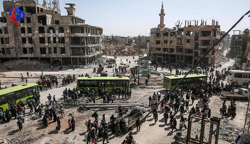 اخراج 33 حافلة تقل مئات الارهابيين من جنوب دمشق