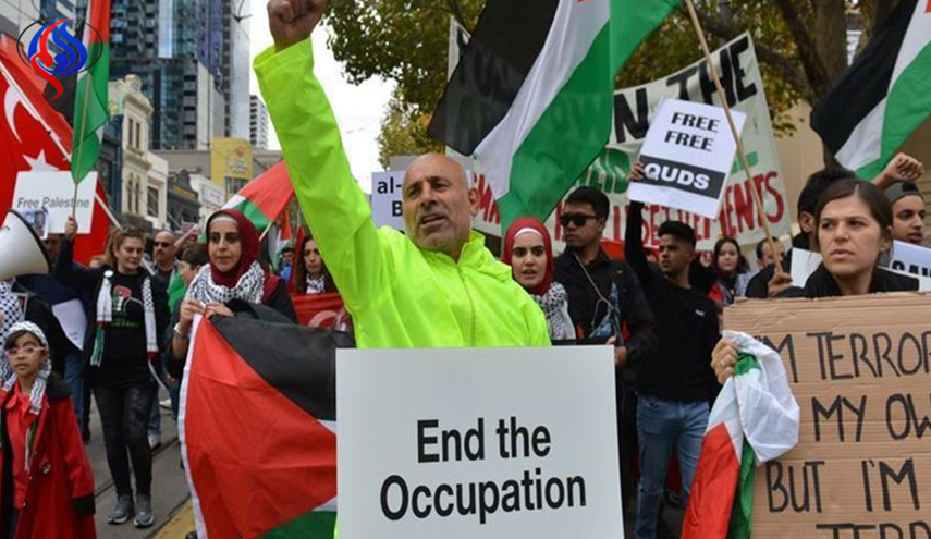 تظاهرة في ملبورن الأسترالية للتنديد بمجزرة الاحتلال في غزة
