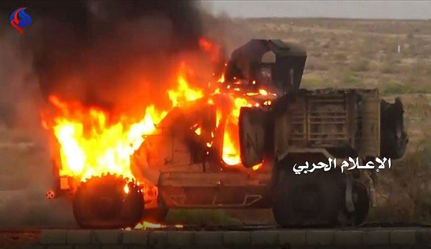 نفربرهای ائتلاف ضد یمن در آتش ارتش و نیروهای مردمی سوخت