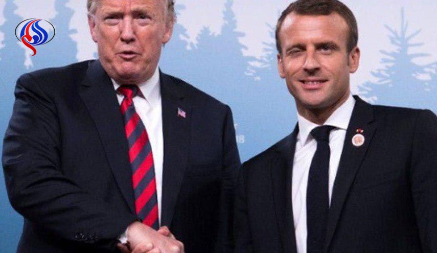 دیپلماسی دست دادن و تنبیه ترامپ در کانادا/ رد انگشت شست رییس جمهور فرانسه روی دست همتای آمریکایی