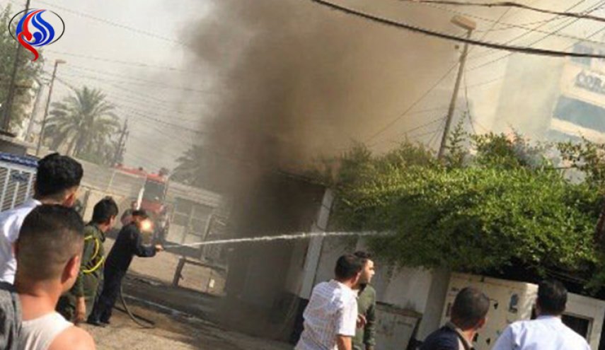 حريق في السفارة الافغانية وسط بغداد + صور