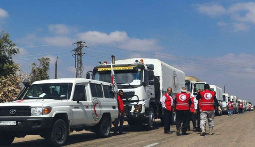 الهلال الأحمر يوصل 17 شاحنة مواد غذائية إلى ريف درعا