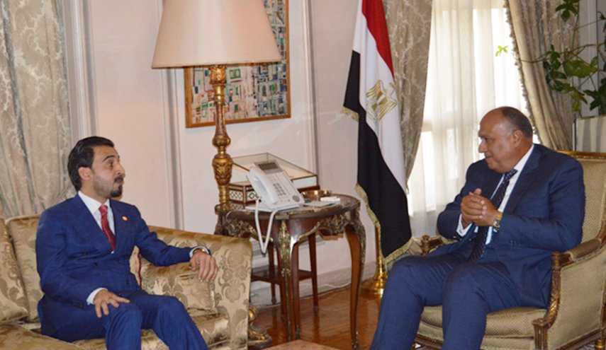 سامح شكري يستقبل رئيس البرلمان العراقي في القاهرة