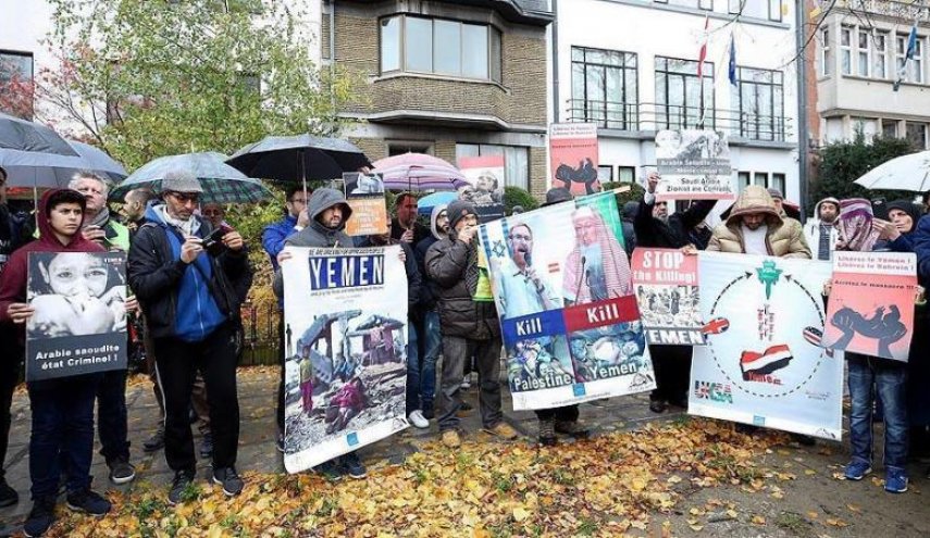 تظاهرات یمنی‌ها در بروکسل علیه عربستان