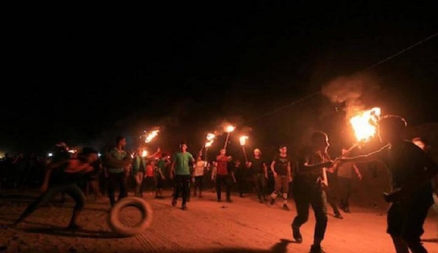 ازسرگیری راه پیمایی های شبانه اردوگاه های شرق غزه