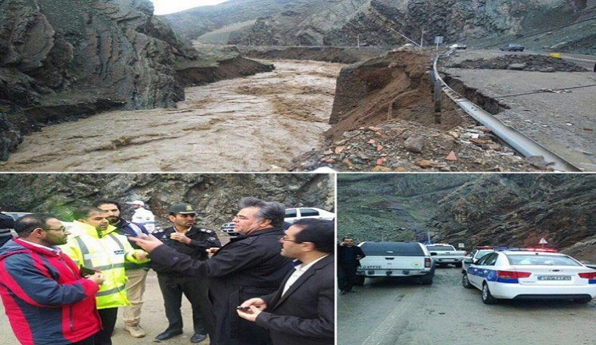 انهيار طريق سولقان الجبلية شمال العاصمة طهران