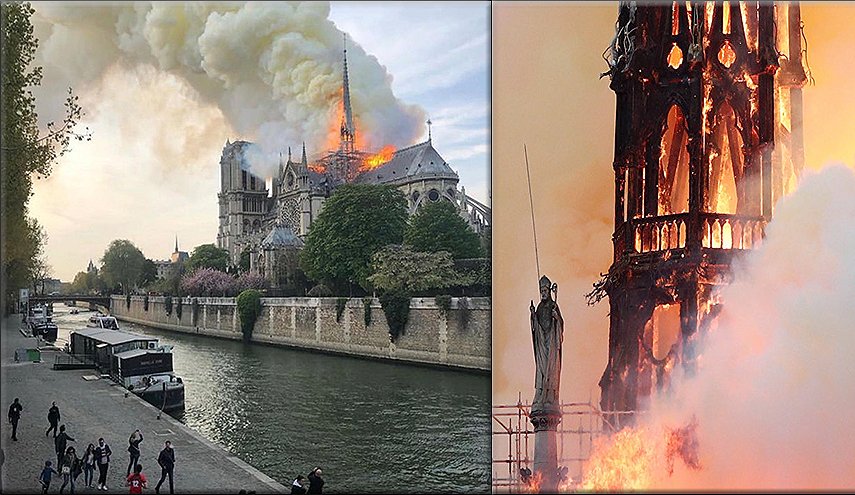 فرق الإطفاء تعلن إخماد حريق كاتدرائية نوتردام 'جزئيا'