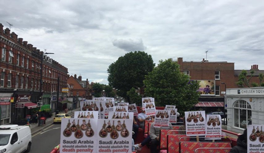 مسيرة حافلات وسط لندن للتنديد بإعدامات إبن سلمان