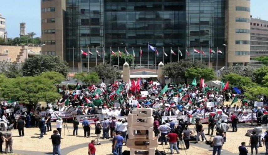 تجمع آوارگان فلسطینی در لبنان علیه نشست منامه + تصاویر
