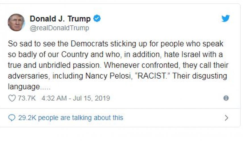 ترامب يكشف سر تغريداته العنصرية ضد نائبتين مسلمتين