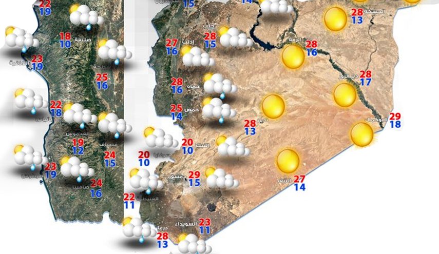 درجات حرارة مختلفة في سوريا خلال الاسبوع القادم..!