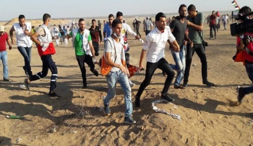 54 زخمی در حمله نظامیان صهیونیست به تظاهرات‌کنندگان در غزه