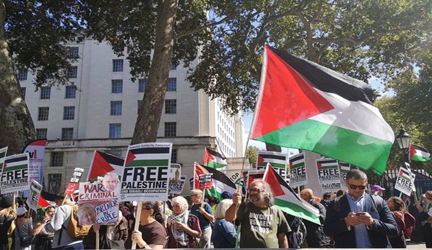 تظاهرات حامیان فلسطین علیه سفر «نتانیاهو» به لندن