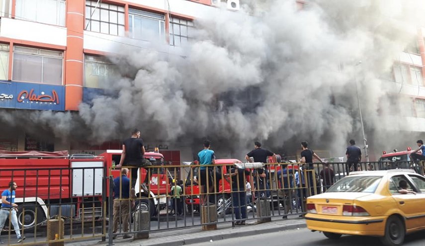 حريق كبير في سوق الشورجة وسط بغداد