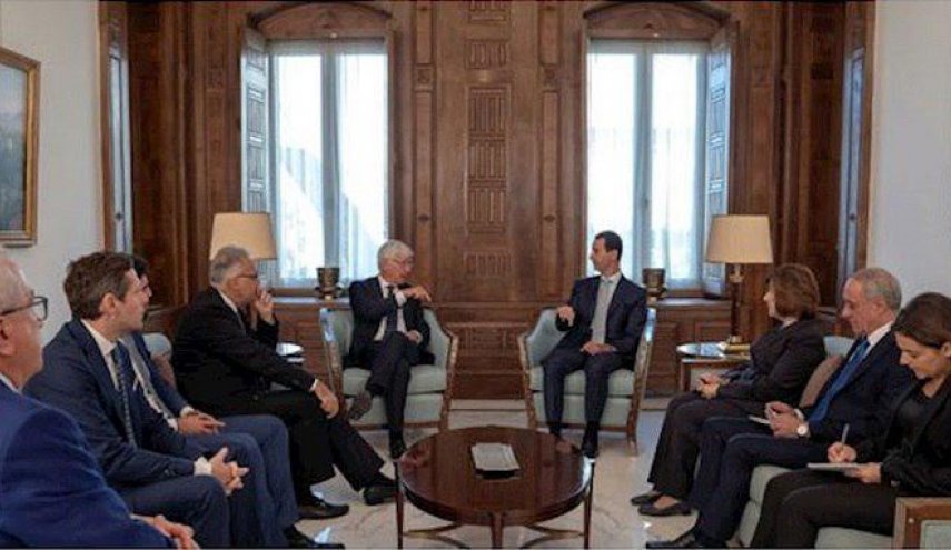 دیدار هیئتی از نمایندگان پارلمان و سیاستمداران ایتالیایی با رئیس جمهور سوریه در دمشق