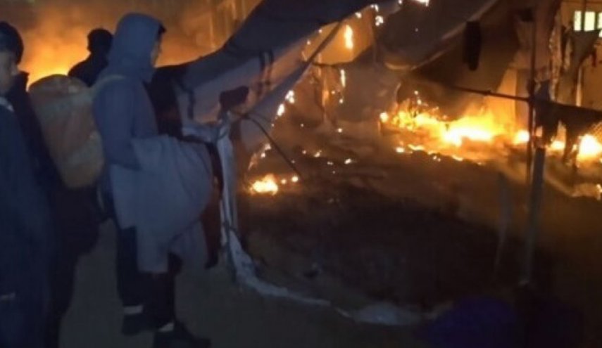 حريق في مخيم موريا للمهاجرين في ليسبوس اليونانية