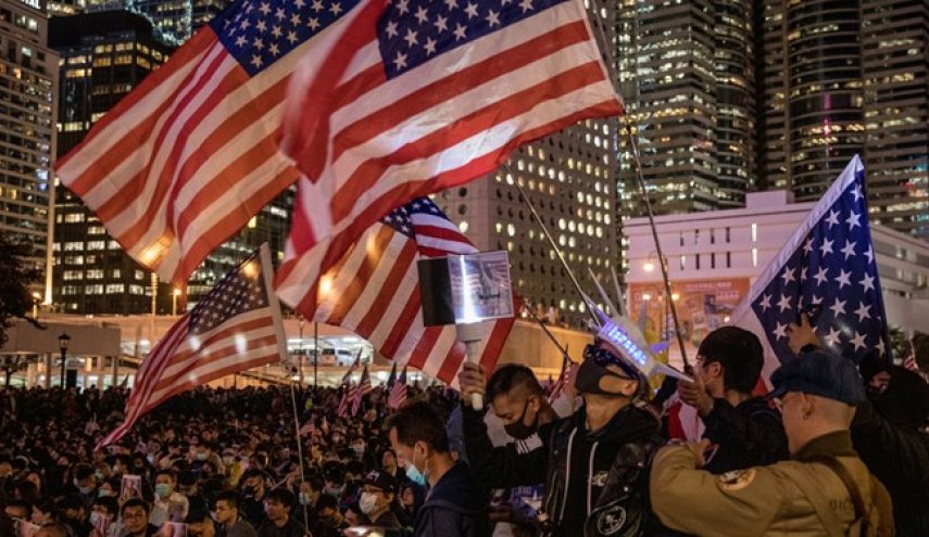 حضور دوباره معترضان هنگ کنگی در خیابان‌ها برای قدردانی از آمریکا