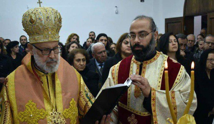  أول قداس في كنيسة جاورجيوس بعربين السورية بعد تحريرها