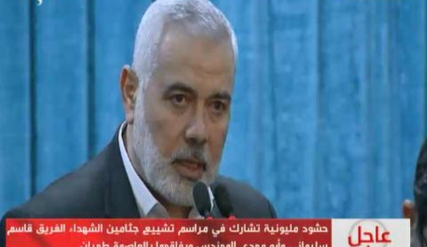اسماعیل هنیه: شهید سلیمانی؛ شهید قدس است/ مقاومتی که در لبنان پیروز شد در غزه علیه طرح صهیونیسم ادامه خواهد یافت