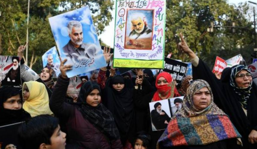  هندی‌ها هم در اعتراض به ترور سردار سلیمانی تظاهرات کردند + عکس
