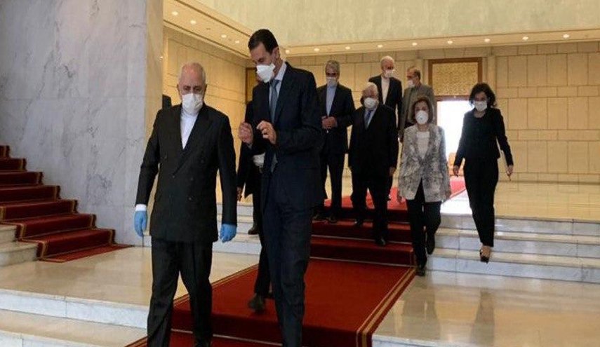 شاهد..ظريف يلتقي الرئيس الاسد والمعلم في دمشق