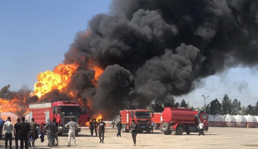 فیلم | آتش‌سوزی در یک پالایشگاه نفت در شمال عراق
