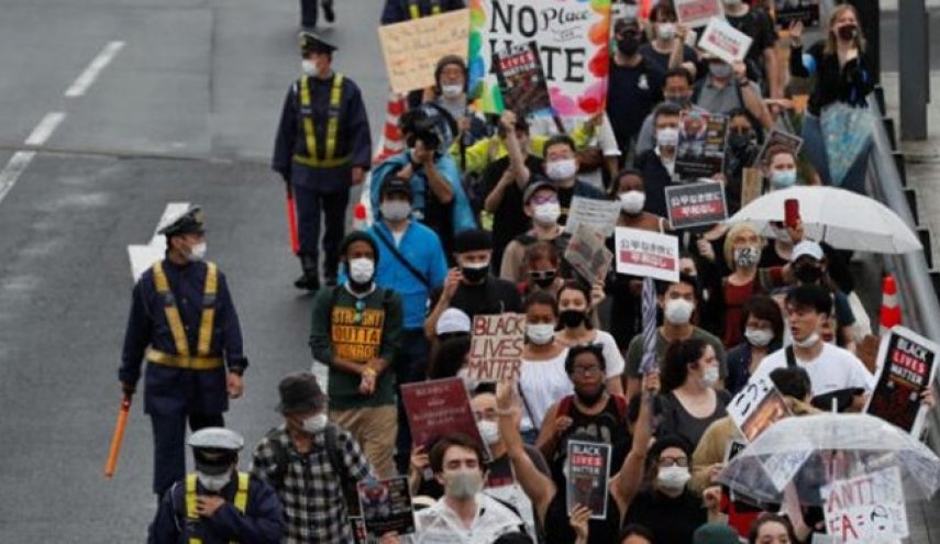 معترضان به قتل «جورج فلوید» در ژاپن هم به خیابان‌ها آمدند
