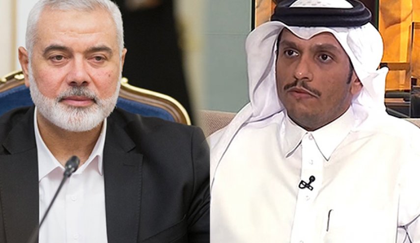 هنية يلتقي وزير الخارجية القطري فی الدوحة