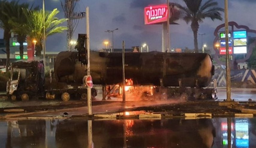 آتش گرفتن تانکر حامل گاز در حیفا