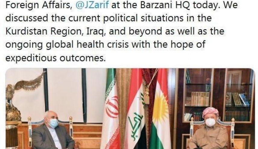 توئیت مسعود بارزانی پس از دیدار با ظریف