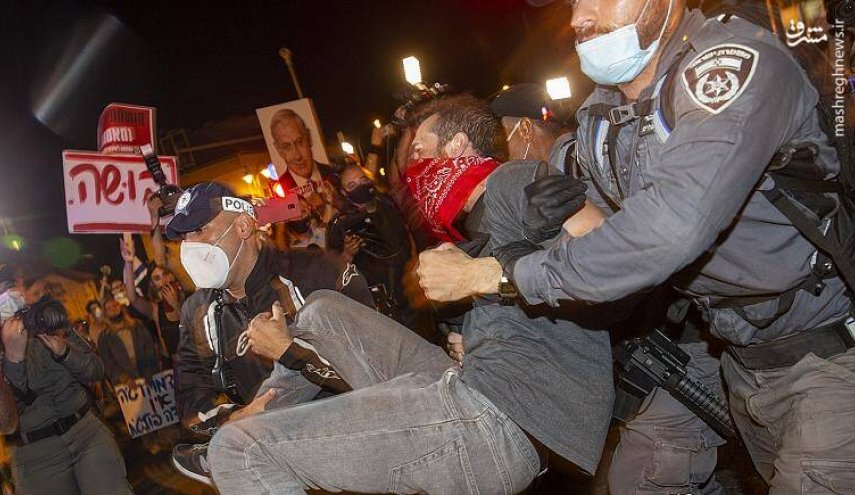  درگیری پلیس رژیم صهیونیستی با معترضان نتانیاهو در تل آویو+ فیلم