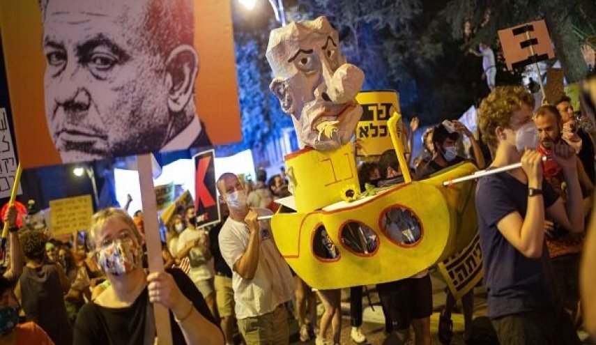 درگیری پلیس رژیم صهیونیستی با تظاهرکنندگان علیه نتانیاهو