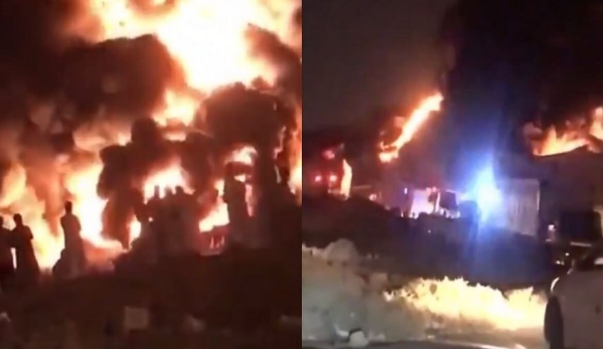 حريق ضخم يلتهم مستودعات قرب العاصمة السعودية الرياض