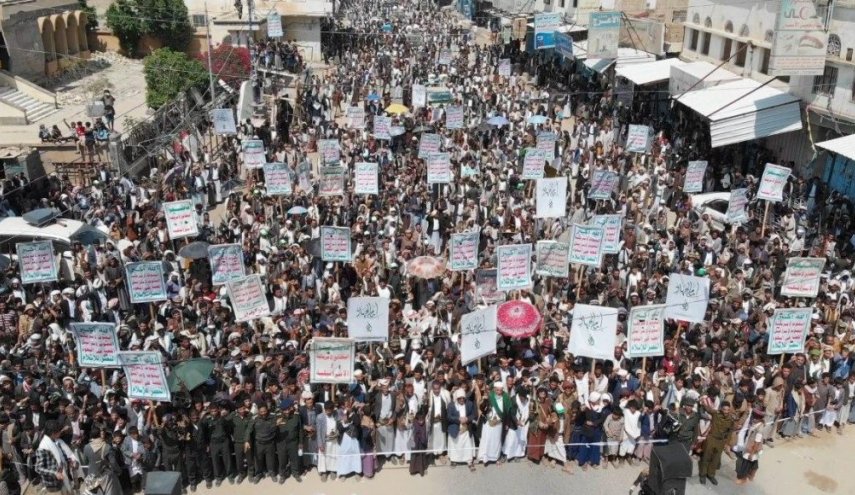 تظاهرة حاشدة في صعدة للتنديد بالعدوان والحصار الأمريكي على اليمن
