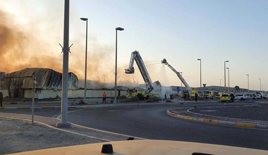 آتش‌سوزی در بندر ابوظبی امارات